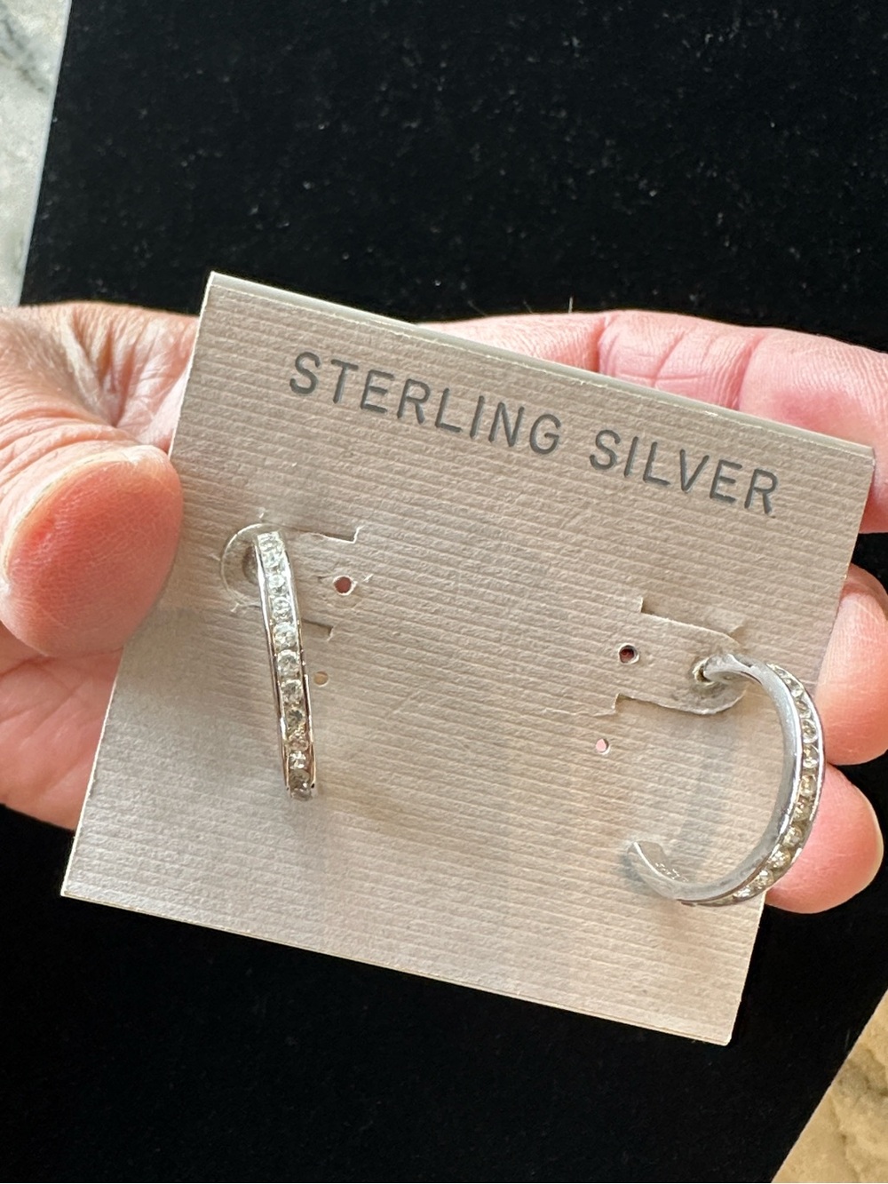 925 Sterling Silver Crystal Hoop Earrings